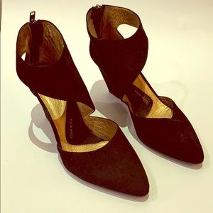 Anthropologie Cut Out Statement Wedge Booties